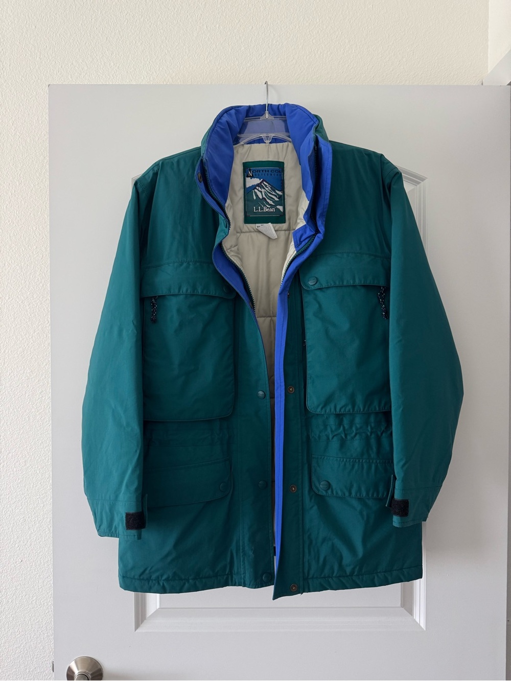 Vintage 80s/90s L.L. Bean North Col Gore-Tex Parka Jacket Teal Blue Size M